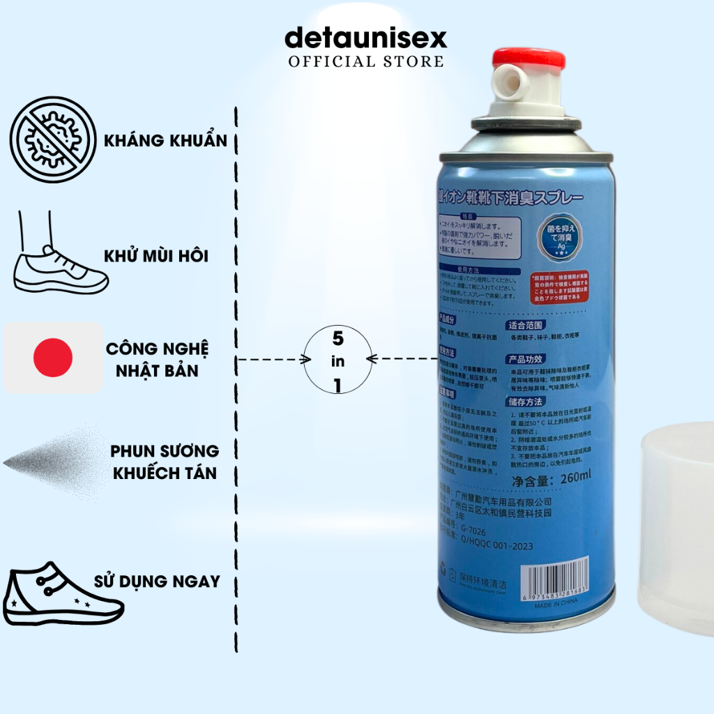 Bình xịt khử mùi giày dép Nano - 260ml - BXKM-260