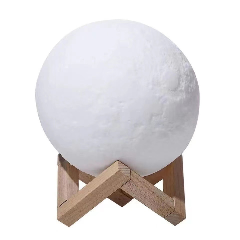 Đèn ngủ mặt trăng size 10cm , decor phòng ngủ dễ thương , tặng kèm đế nhựa