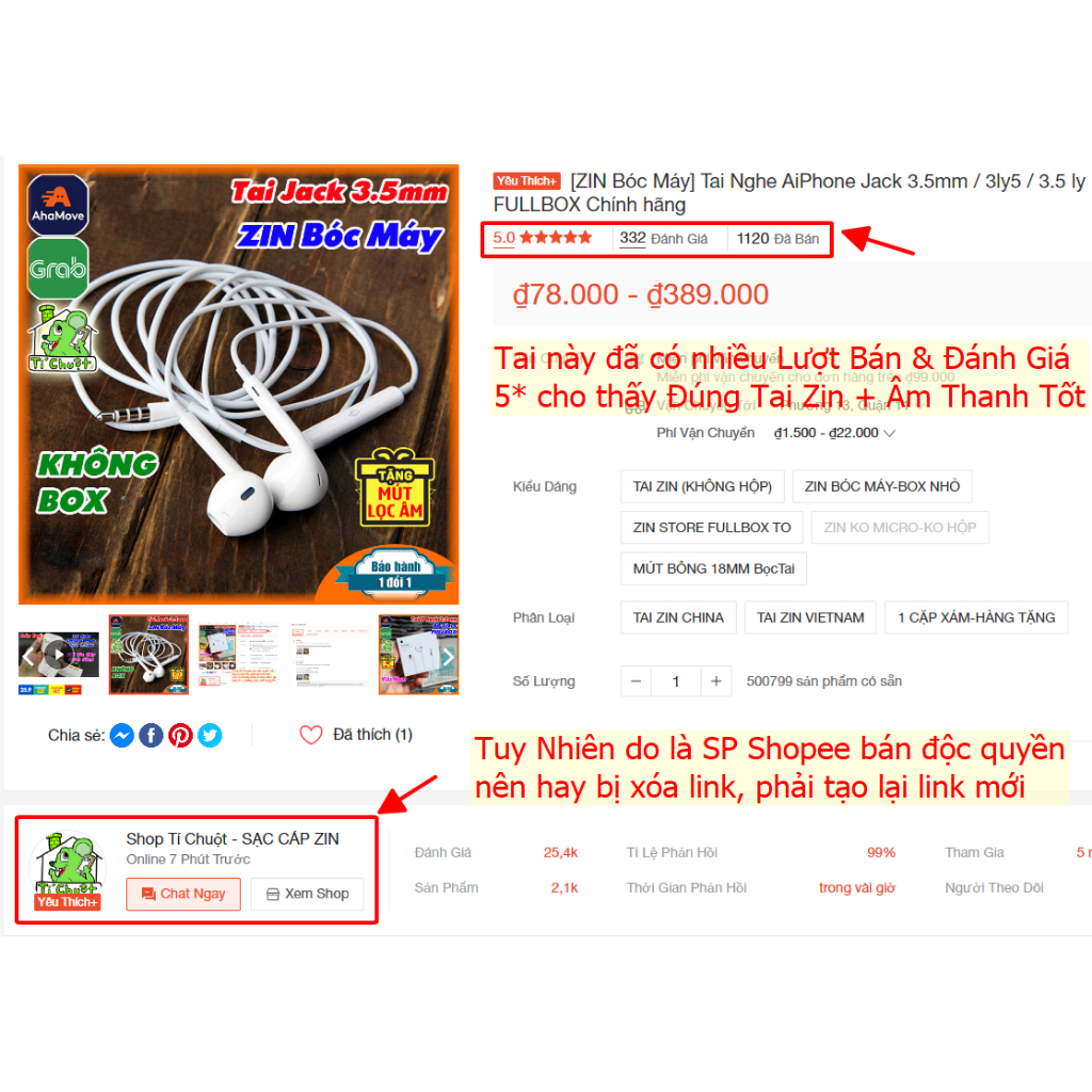 Tai Nghe Jack Tròn 3.5mm Ai Ph0ne 5/6/6s/SE 3ly5 3.5 ly FULLBOX Chính Hãng