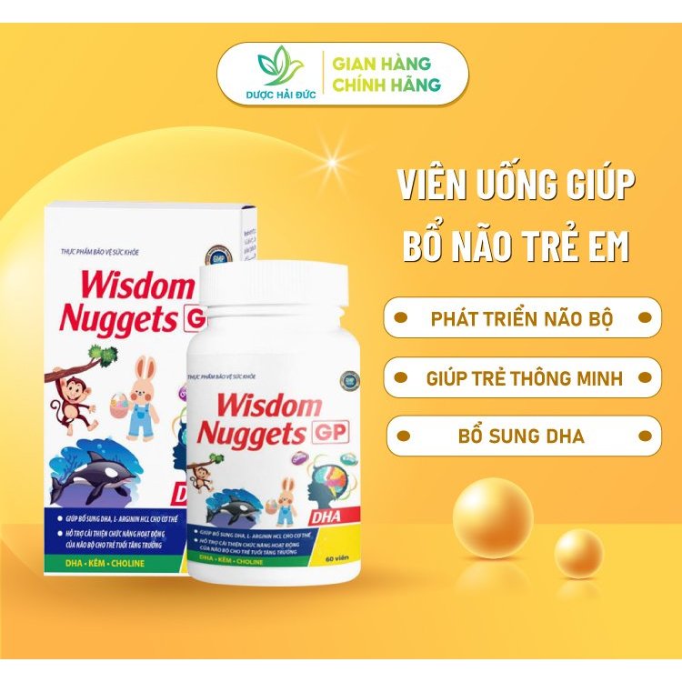 [HÀNG CHÍNH HÃNG] Viên uống bổ não cho trẻ Wisdom Nuggets (H/60Viên) - Giúp trẻ thông minh, phát triển trí não toàn diện