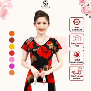 Váy Ngắn Tay A4- Đầm Dự Tiệc Thiết Kế Hoa Sang Trọng, Quyến Rũ - Xưởng may Cúc Dưỡng