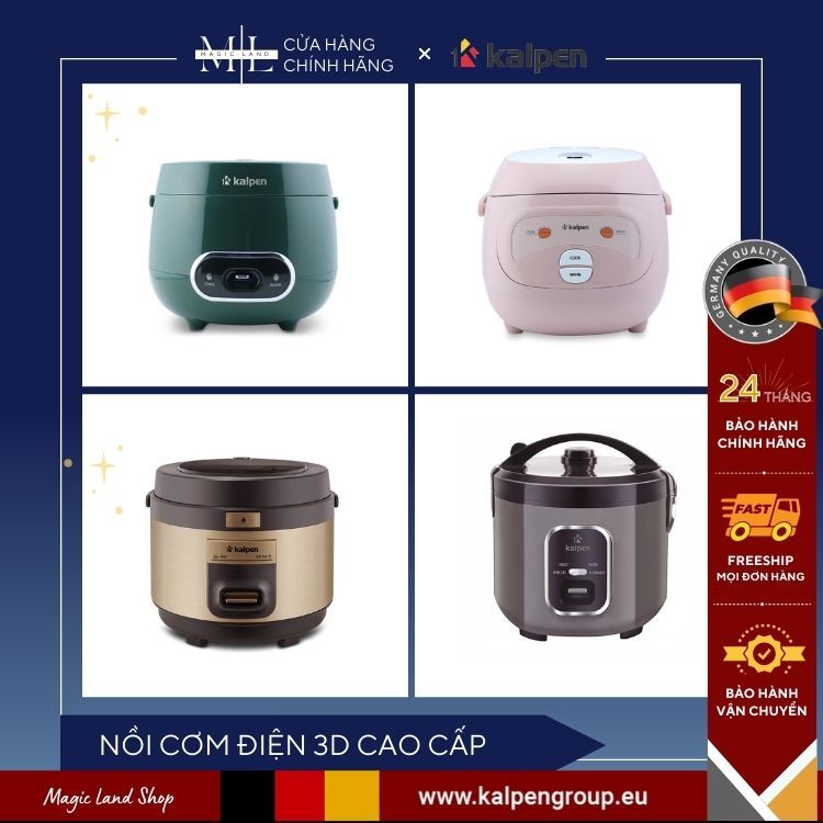 Nồi Cơm Điện 3D Kalpen Cao Cấp R1, R2, R3, R4, R5, R6 - Công Nghệ Đức - Nấu Đa Năng - Giữ Nhiệt Tốt - Bảo Hành 24 Tháng