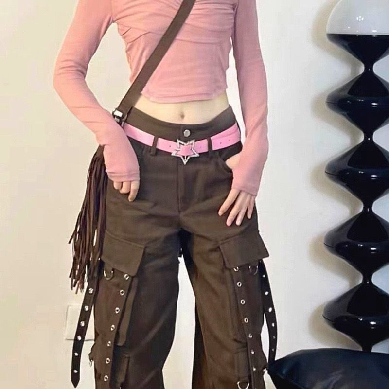 Thắt lưng mặt ngôi sao đính đá phong cách Y2K