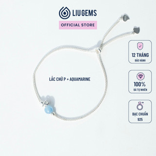 Lắc Tay Bạc 1 Viên Đá Mix Chữ Cái Liugems Năng Lượng Thủy Mang Cá Tính Độc Đáo, Trẻ Trung, Khác Biệt VB27
