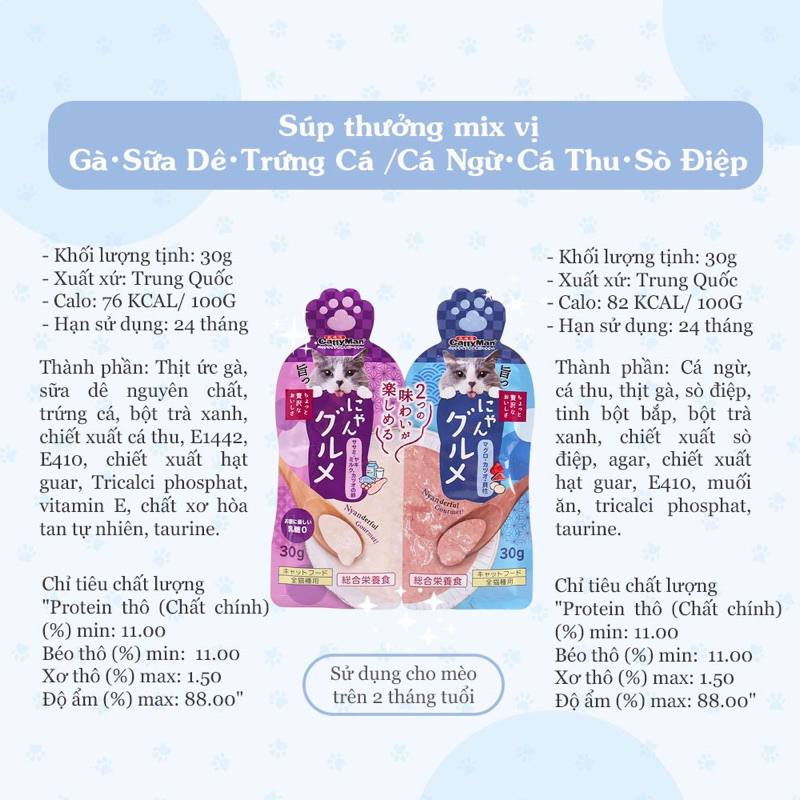 Súp thưởng gói đôi CATTY MAN mix sữa cho mèo thức ăn cho mèo