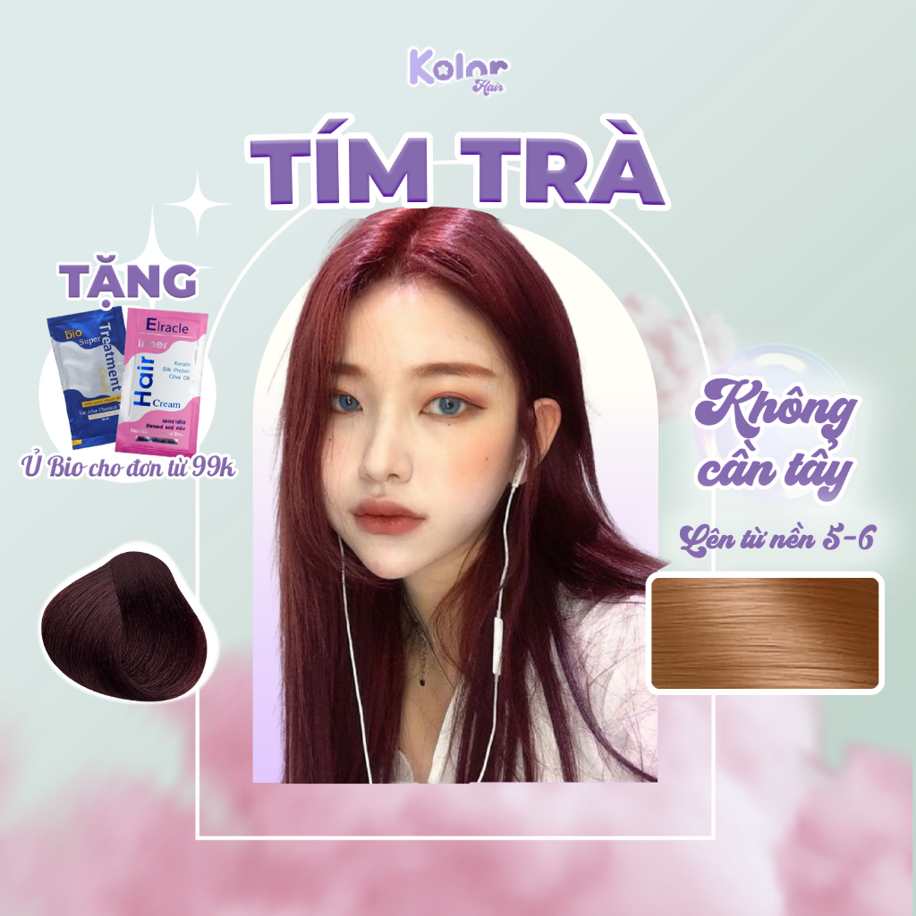 Thuốc nhuộm tóc SIÊU DƯỠNG màu TÍM TRÀ không cần tẩy, nhuộm tóc tại nhà | Kolorhair, kolor hair | DIVASEA