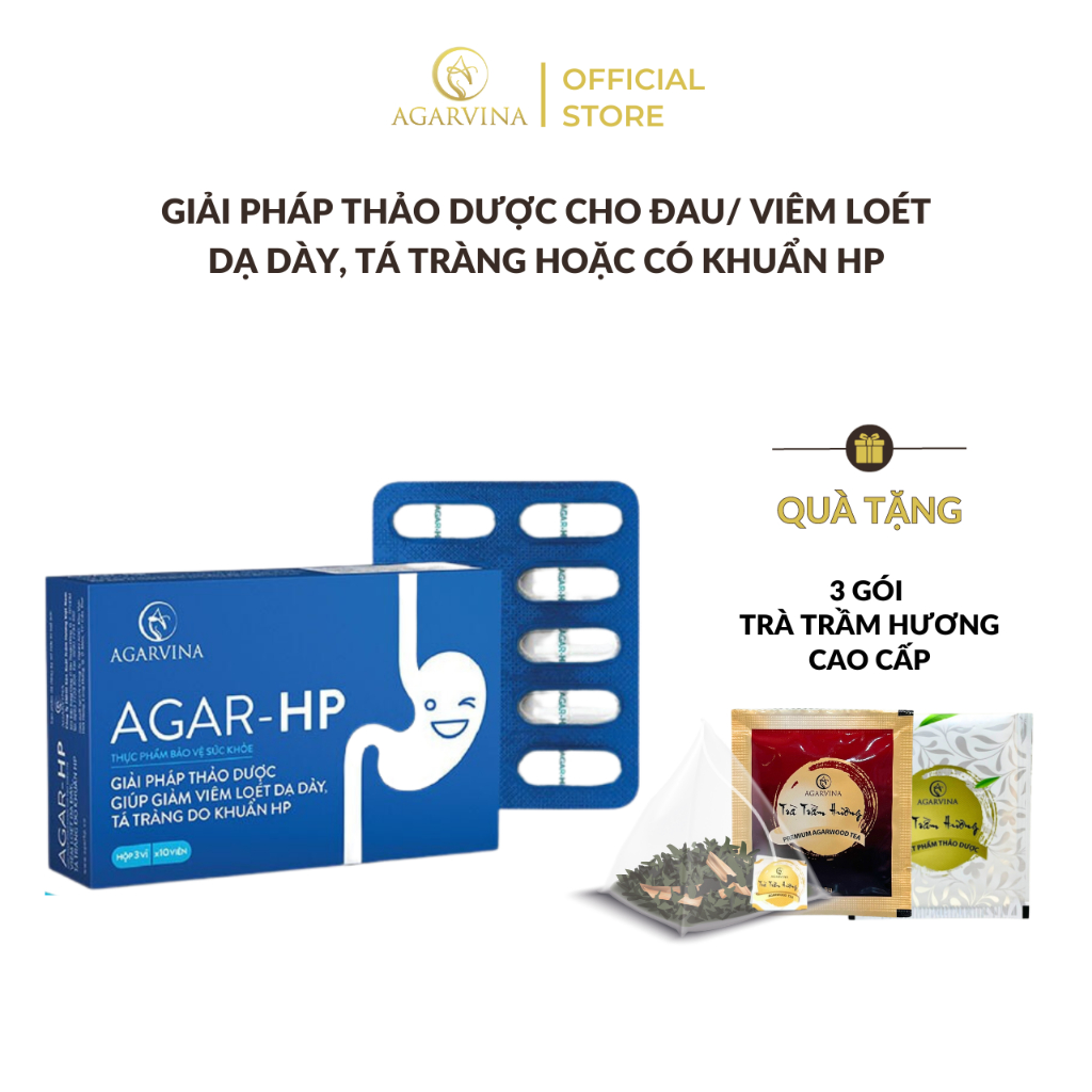 Viên uống AGAR HP - Hỗ Trợ Viêm Loét Dạ Dày Tá Tràng Do Khuẩn HP Hộp 30 viên