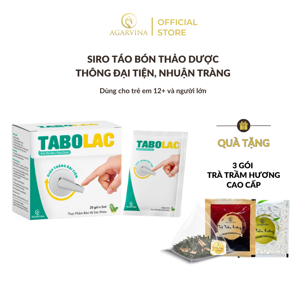 Siro táo bón thảo dược, thông đại tiện, nhuận tràng - Tabolac - Hộp 20 gói x 5ml