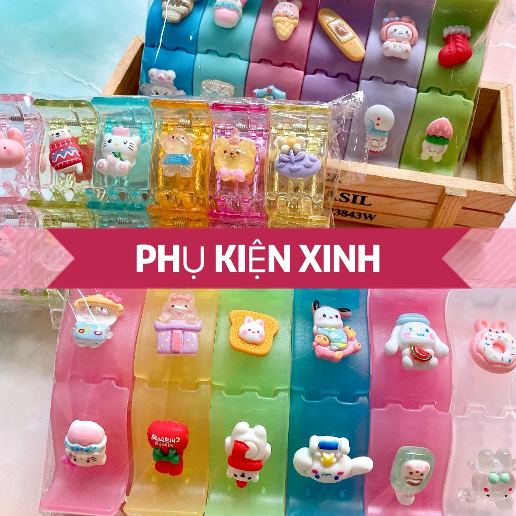 set 12 kẹp càng cua 5răng gắn charm dễ thương PKX giá sỉ