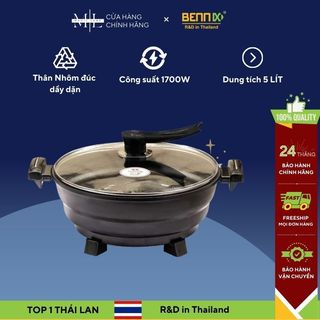 Nồi lẩu điện bennix đa năng bennix bn-05egp nhôm đúc, chống dính, điều chỉnh nhiệt độ, dung tích 5l