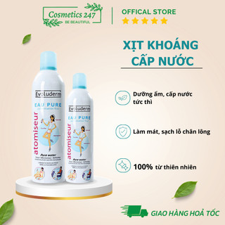 Xịt khoáng evoluderm atomiseur eau pure dưỡng da, cấp ẩm 150ml & 400ml