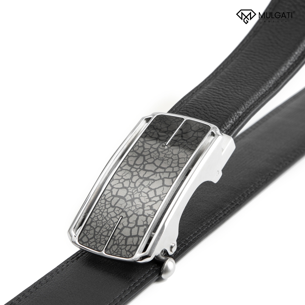 Thắt lưng nam MULGATI Black Leather dây nịt da mặt vân đá - DTH013