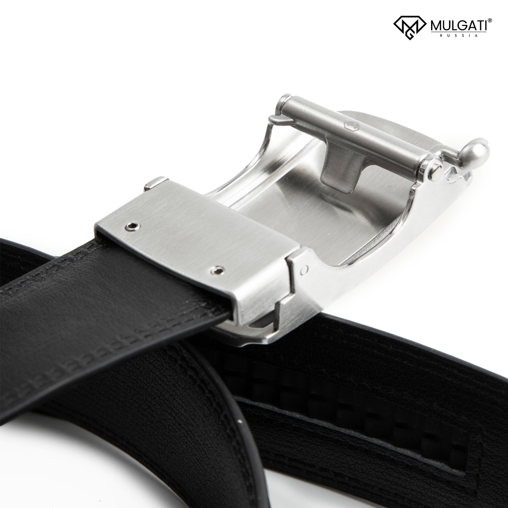 Thắt lưng nam MULGATI Black Leather dây nịt da mặt vân đá - DTH013