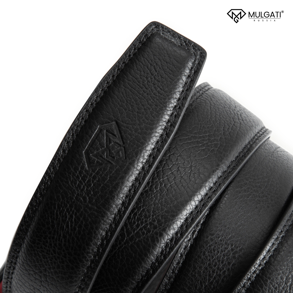 Thắt lưng nam MULGATI Black Leather dây nịt da mặt vân đá - DTH013