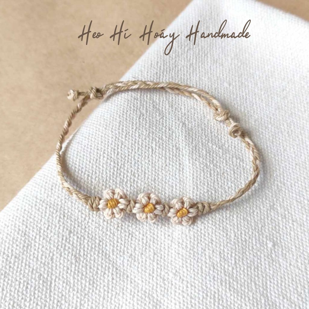 Vòng tay handmade đan hoa cúc daisy Heo Hí Hoáy
