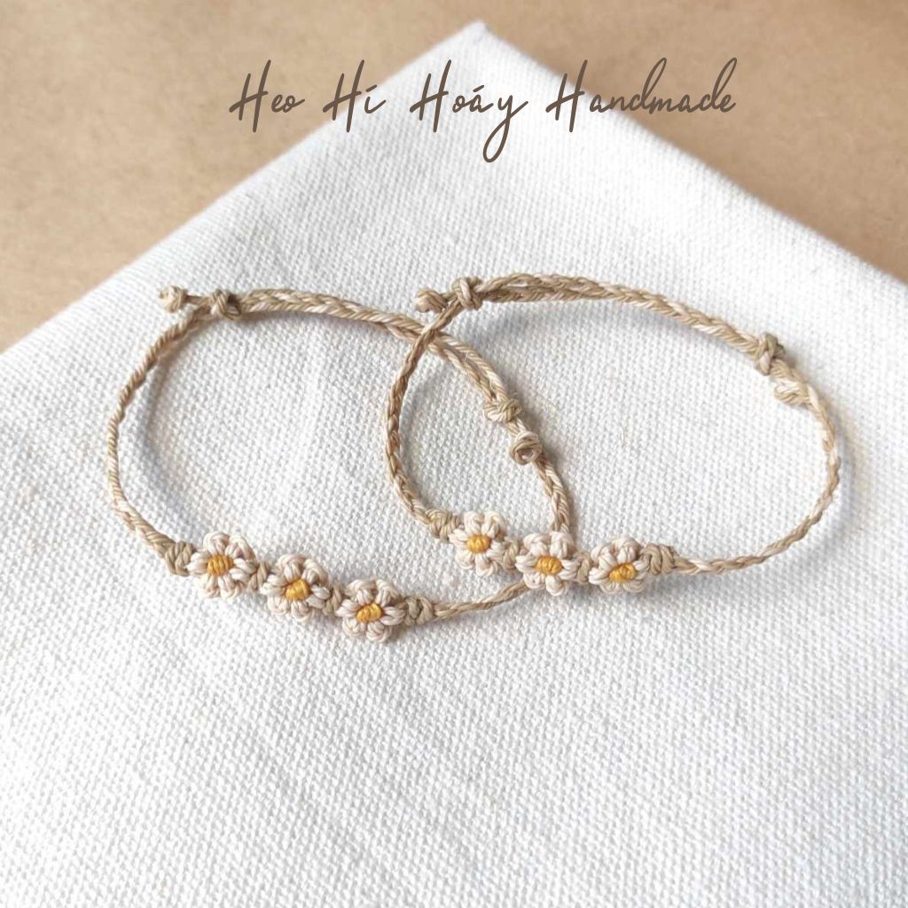 Vòng tay handmade đan hoa cúc daisy Heo Hí Hoáy