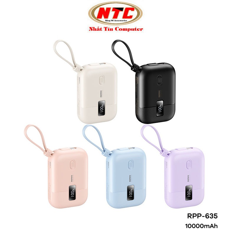 Pin dự phòng mini Remax RPP-635 sạc nhanh 10000mAh tích hợp 2 cáp QC 22.5W PD 20W (5 màu tuỳ chọn)