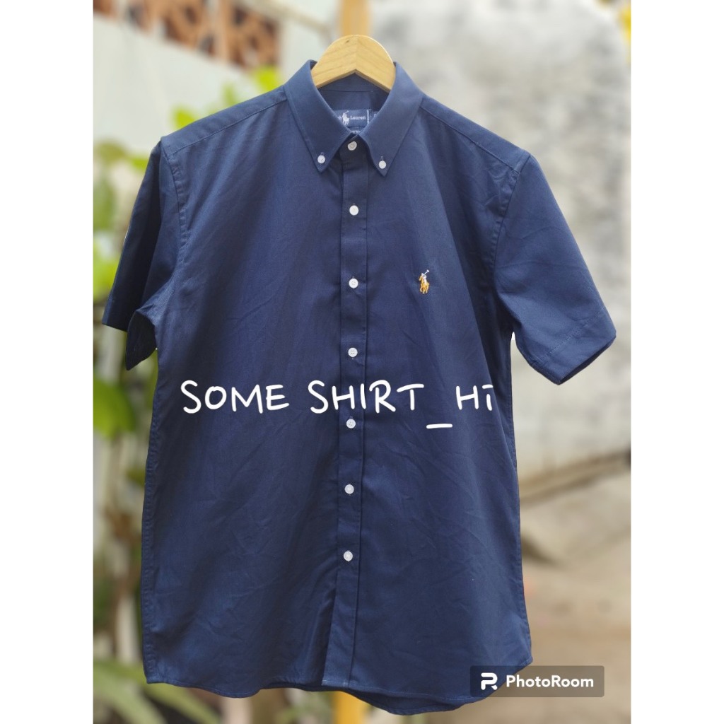 ÁO SƠMI NAM, NỮ VẢI OXFORD 100% COTTON, TAY NGẮN, DÁNG PHONG CÁCH CHÂU ÂU, MÀU XANH ĐEN.