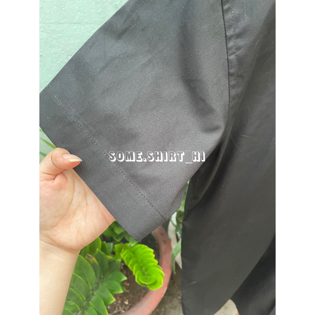 ÁO SƠMI NAM, NỮ VẢI OXFORD 100% COTTON, TAY NGẮN, DÁNG PHONG CÁCH CHÂU ÂU, MÀU ĐEN.