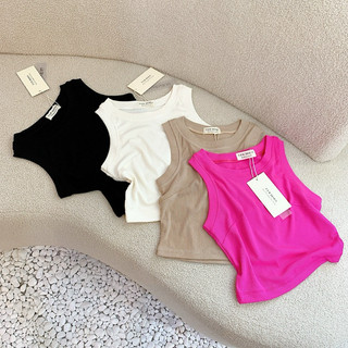 Áo croptop thun gân ba lỗ trơn basic
