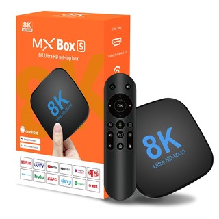 Tivi box android Rom 16GB ram 2G remote giọng nói xem phim Bluetooth 5 Wifi kép đa ứng dụng bảo hành 12 tháng MX10 8K