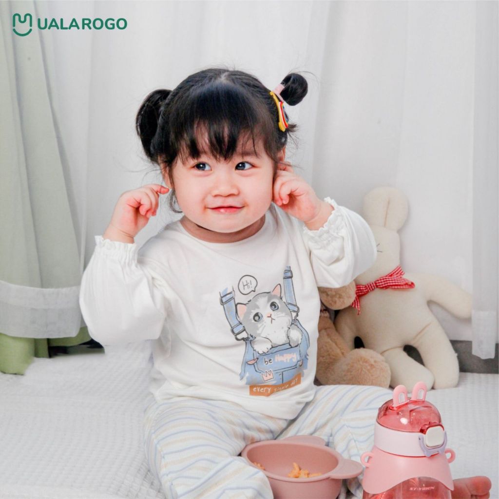 Bộ thu đông cho bé Ualarogo 1 - 5 tuổi vải Petit mềm mại dài tay bo ống co giãn thấm hút thoáng khí 2290