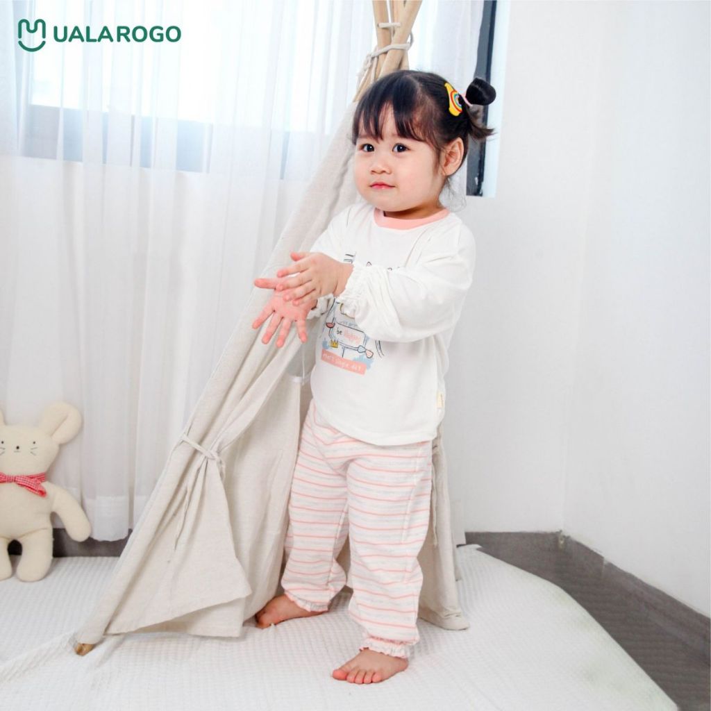 Bộ thu đông cho bé Ualarogo 1 - 5 tuổi vải Petit mềm mại dài tay bo ống co giãn thấm hút thoáng khí 2290