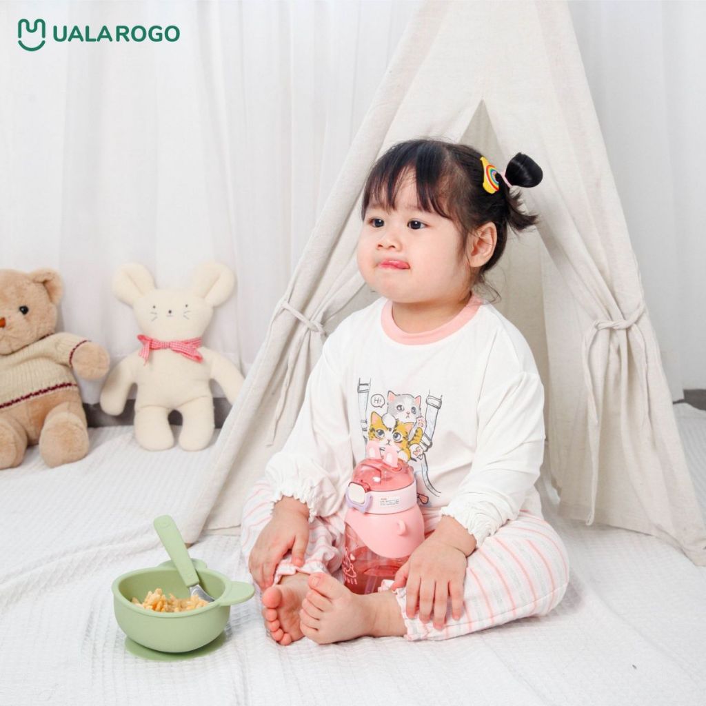 Bộ thu đông cho bé Ualarogo 1 - 5 tuổi vải Petit mềm mại dài tay bo ống co giãn thấm hút thoáng khí 2290