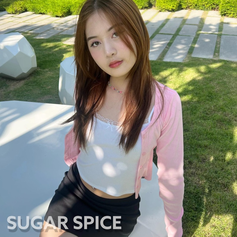 Áo Cardigan Tay Dài, Áo Khoác Tay Dài Cài Cúc Màu Hồng SUGAR SPICE - Belle Top HỒNG