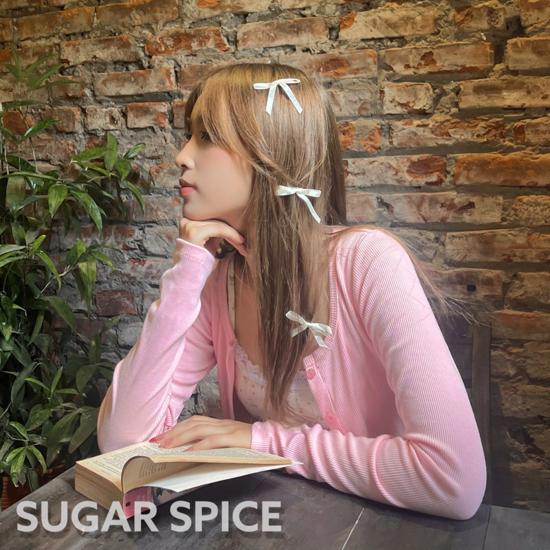 Áo Cardigan Tay Dài, Áo Khoác Tay Dài Cài Cúc Màu Hồng SUGAR SPICE - Belle Top HỒNG