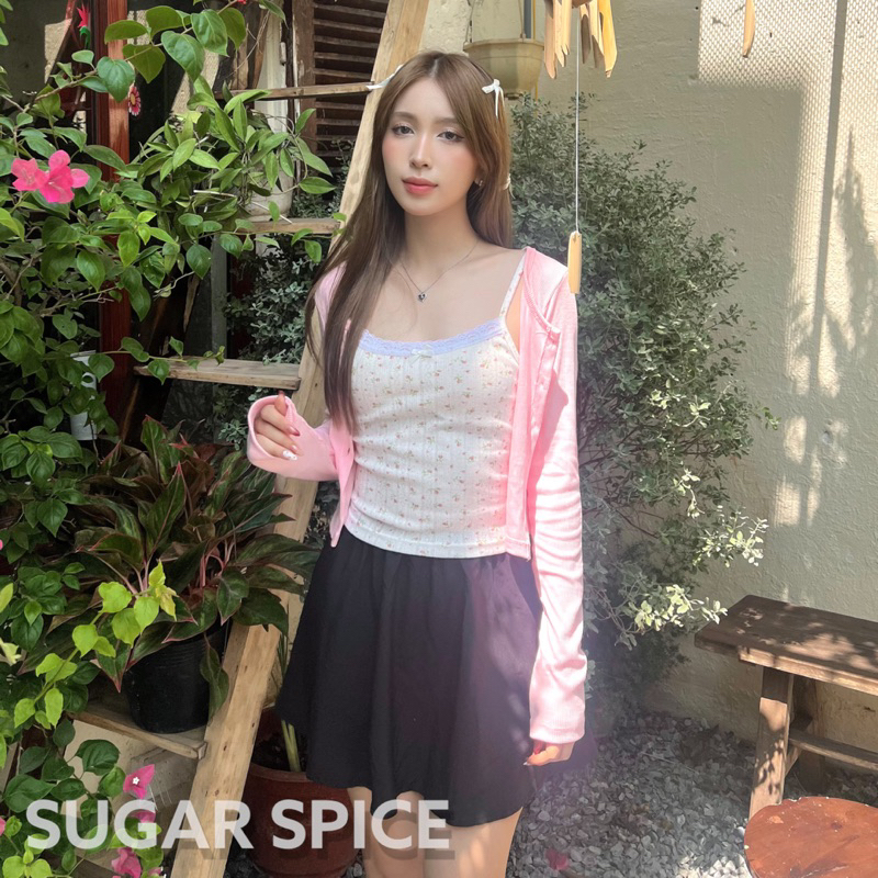 Áo Cardigan Tay Dài, Áo Khoác Tay Dài Cài Cúc Màu Hồng SUGAR SPICE - Belle Top HỒNG