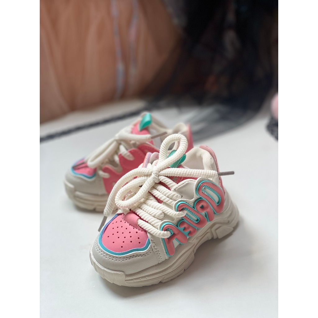 Giày Thể Thao Sneaker Cá Tính Phối Dây Thừng Cho Bé Gái