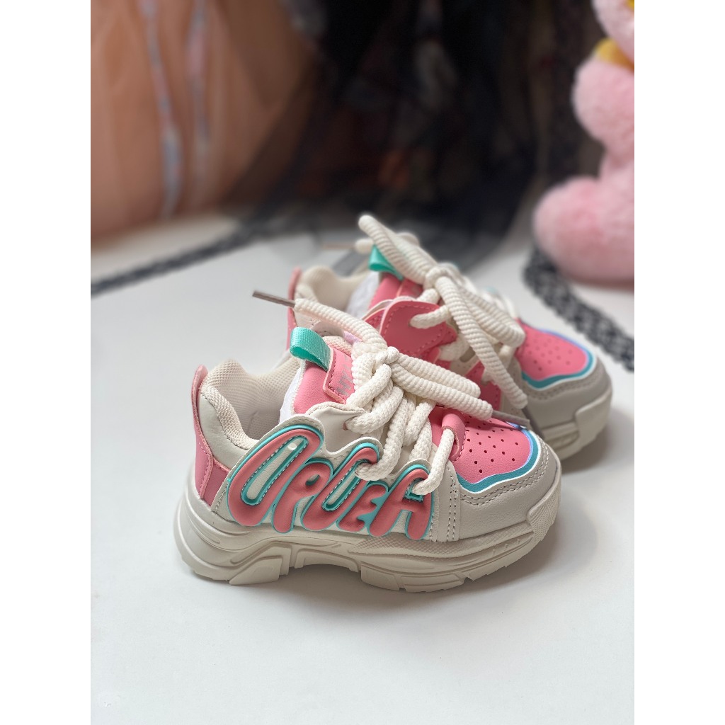 Giày Thể Thao Sneaker Cá Tính Phối Dây Thừng Cho Bé Gái