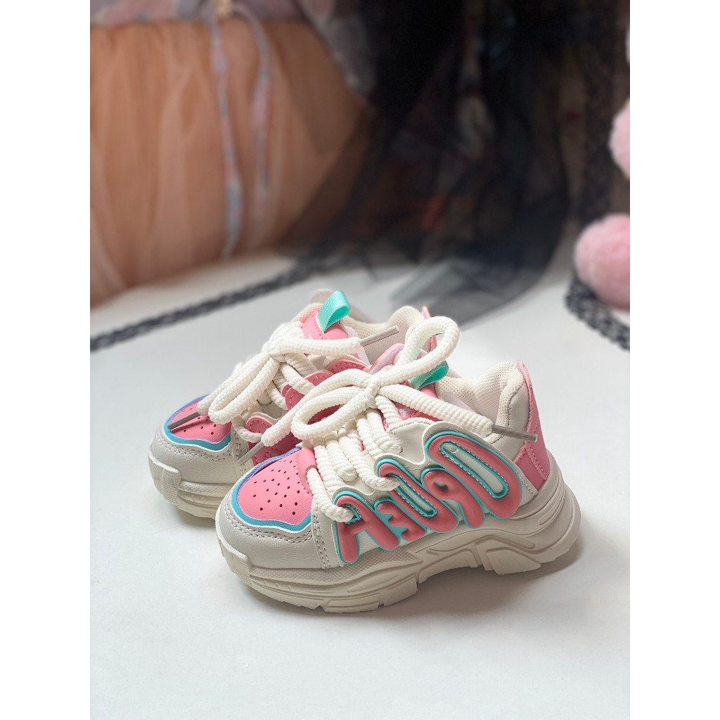 Giày Thể Thao Sneaker Cá Tính Phối Dây Thừng Cho Bé Gái