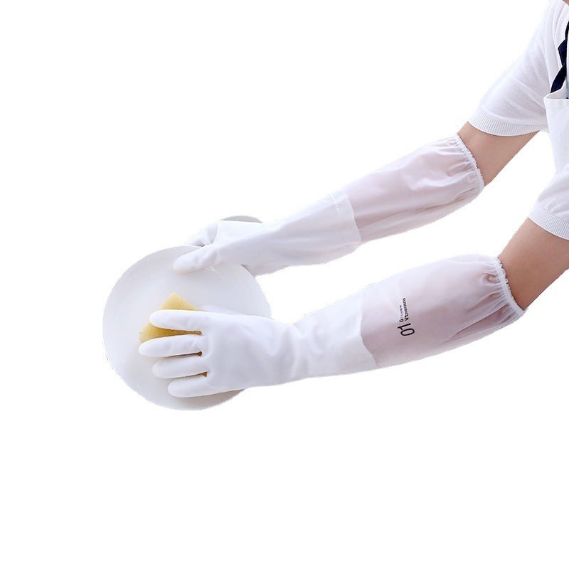 Găng tay cao su lót bông nỉ loại dài G01, găng tay nhà bếp rửa chén siêu bền dai cao cấp tiện lợi