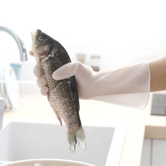 Găng tay cao su lót bông nỉ loại dài G01, găng tay nhà bếp rửa chén siêu bền dai cao cấp tiện lợi