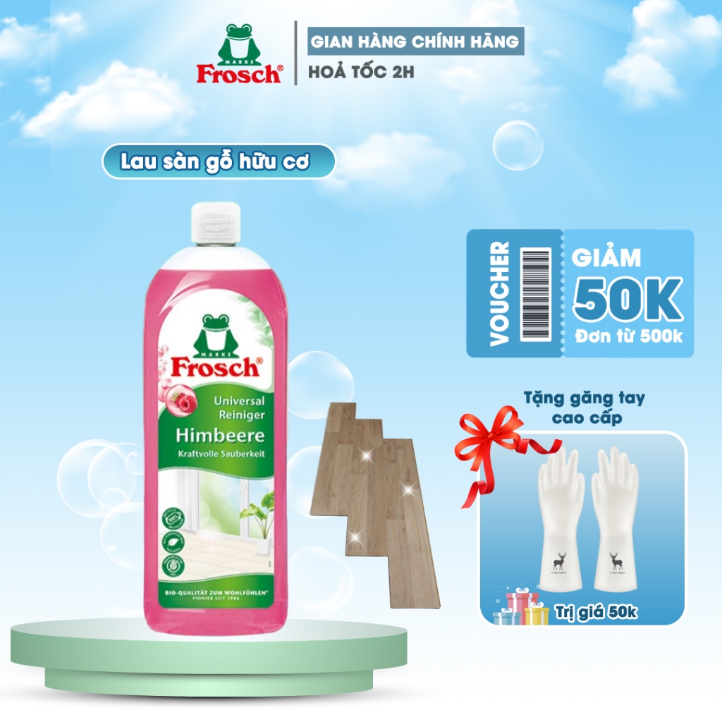 Dung dịch tẩy rửa đa năng hữu cơ FROSCH hương mâm xôi 750ml - làm sạch sàn, tường, kính và các mặt phẳng trong nhà