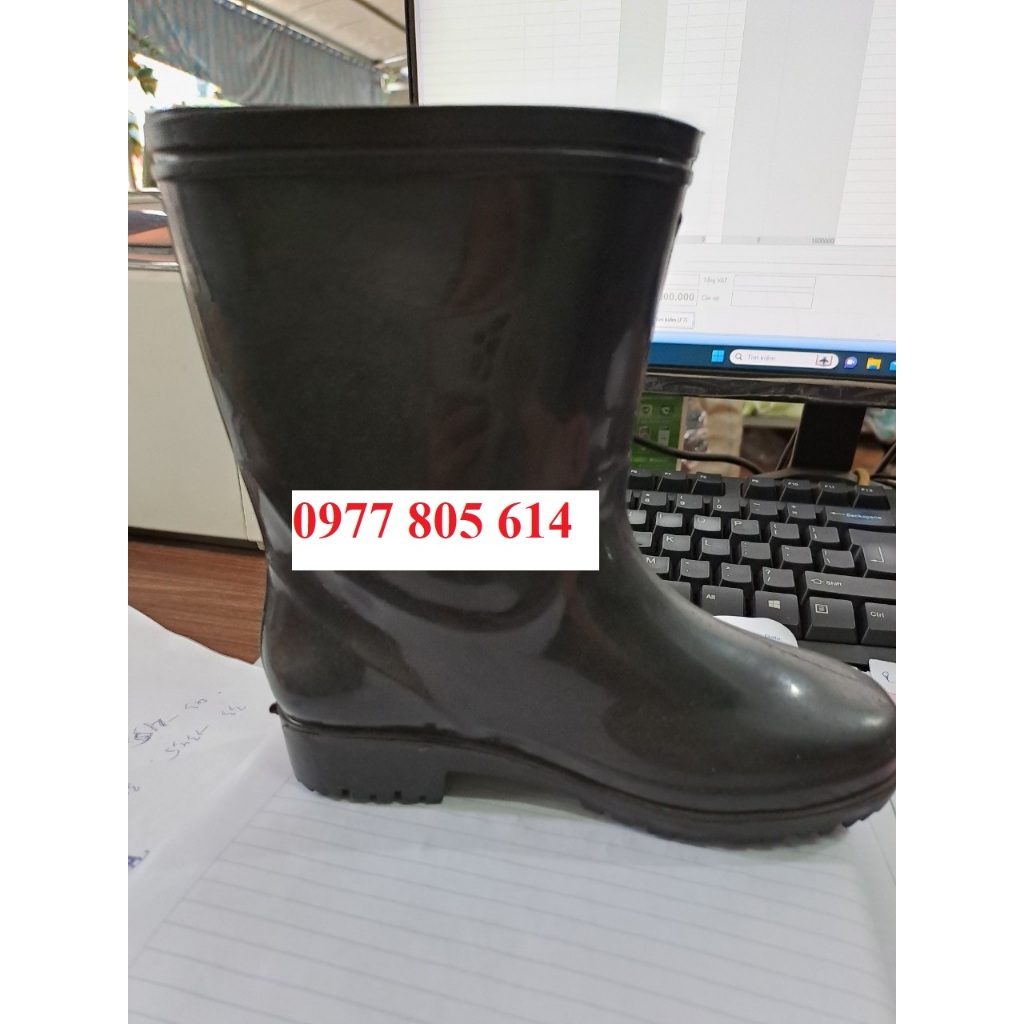 Ủng đi mưa trẻ em màu đen size 26-40, ủng trẻ em đế chống trượt