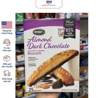 Bánh quy Biscotti  date 5/2024 Nonni's Almond Dark Chocolate với hạnh nhân và socola đen - EDS Hàng Mỹ