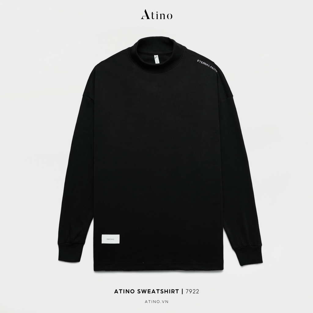 Áo Nỉ Thun Dài Tay Nam Cổ 4cm Trơn ATINO Chất Thun Nỉ Ấm Áp Trẻ Trung Form Fitted AN4.7922