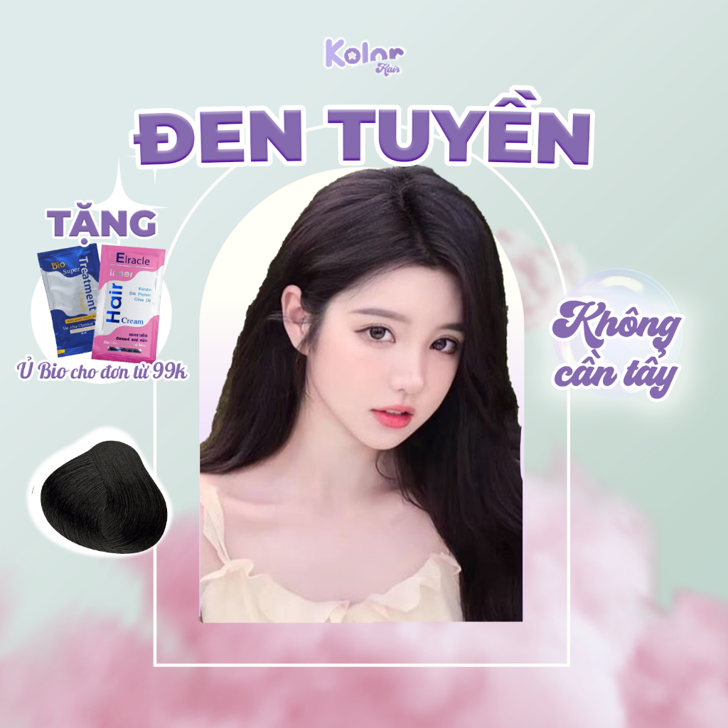 Thuốc nhuộm tóc ĐEN TUYỀN không tẩy cao cấp, combo thuốc nhuộm tại nhà Kolorhair| Fabio, Delofil, Bingo