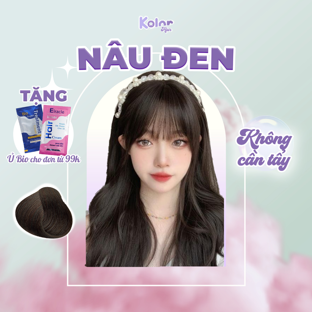 Thuốc nhuộm tóc NÂU ĐEN không tẩy, combo nhuộm tóc tại nhà || Kolorhair