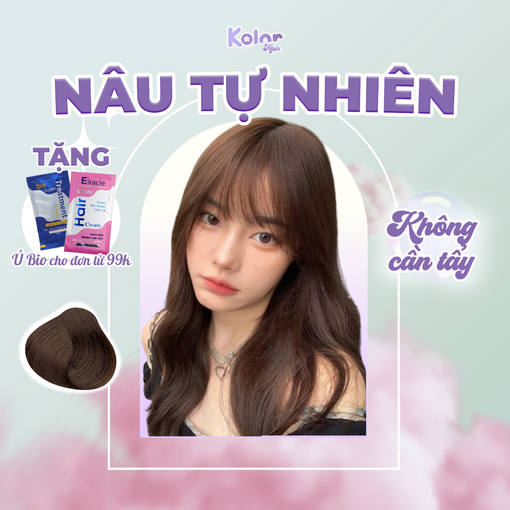 (TẶNG KÈM Ủ BIO) Thuốc nhuộm tóc màu NÂU TỰ NHIÊN không cần tẩy, thuốc nhuộm tóc tại nhà Kolorhair