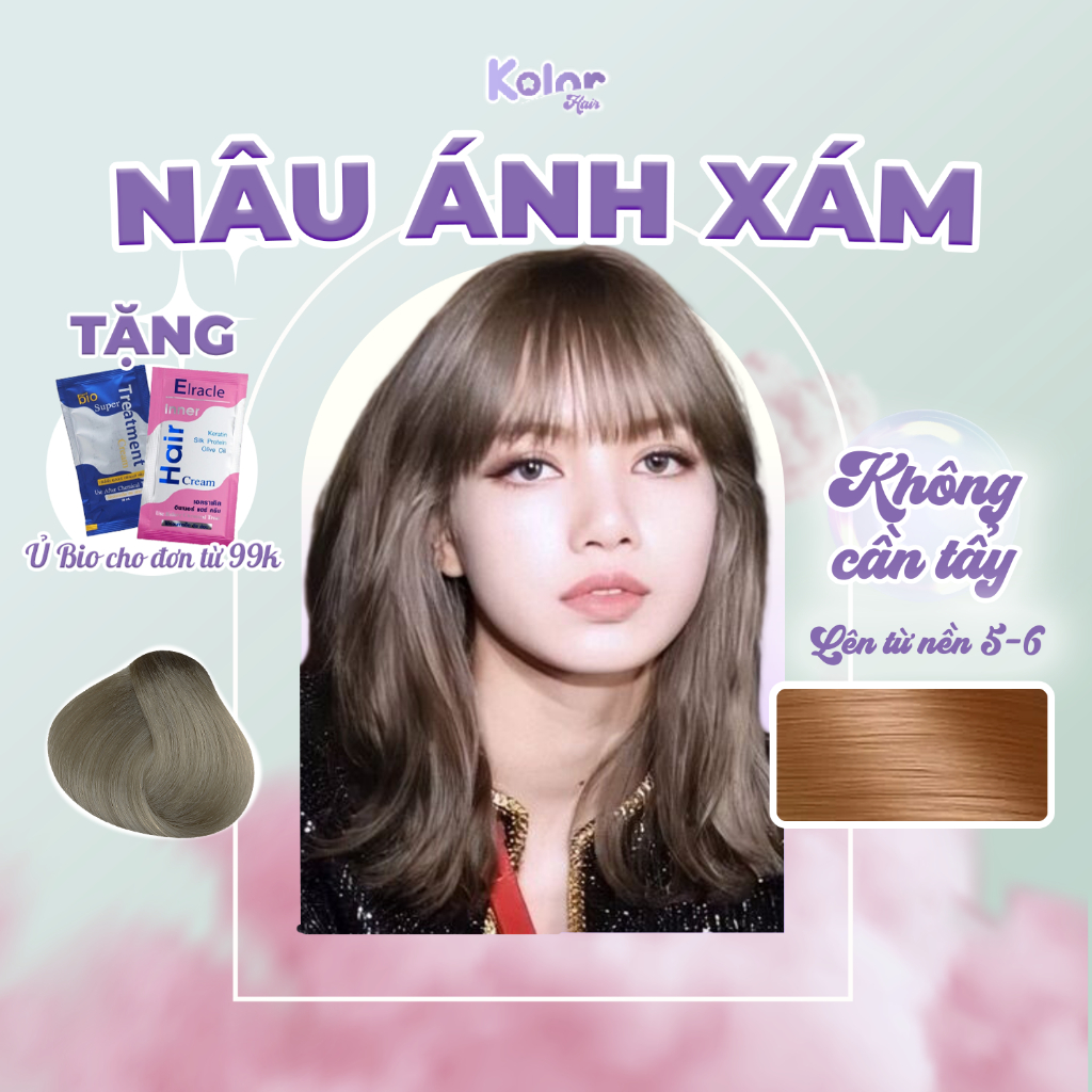 Thuốc nhuộm tóc màu NÂU ÁNH XÁM không cần tẩy, thuốc nhuộm tóc tại nhà | Kolorhair, Kolor Hair | Fabio, Delofil, Bingo