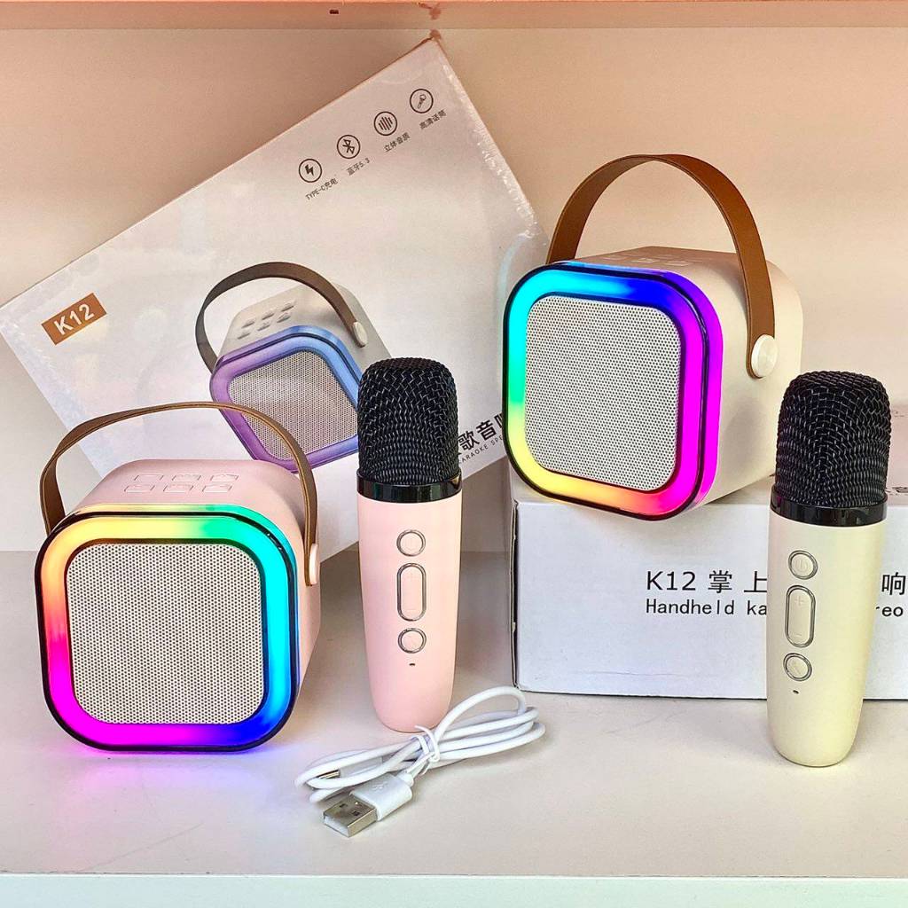 K1 Karaoke Loa Bluetooth Mini Tặng Kèm Micro Hát Không Dây Có Tay Cầm Bass Hay