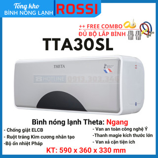 Bình nóng lạnh gián tiếp Rossi Theta 30 Lít Ngang (TTA30SL) chính hãng, bảo hành 7 năm toàn quốc, tân á đại thành online