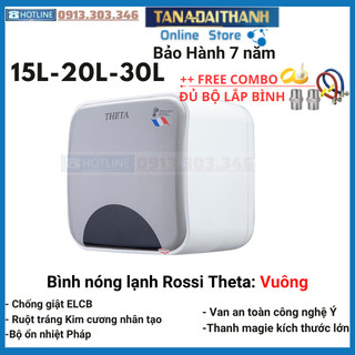 Bình nóng lạnh gián tiếp Rossi Theta Vuông 15L - 20L - 30L, chính hãng, bảo hành 7 năm, tân á online