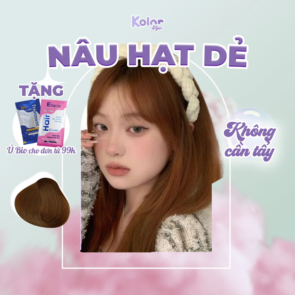 (TẶNG KÈM Ủ BIO) Thuốc nhuộm tóc màu NÂU HẠT DẺ không cần tẩy, nhuộm tóc tại nhà KolorHair | Fabio, Delof