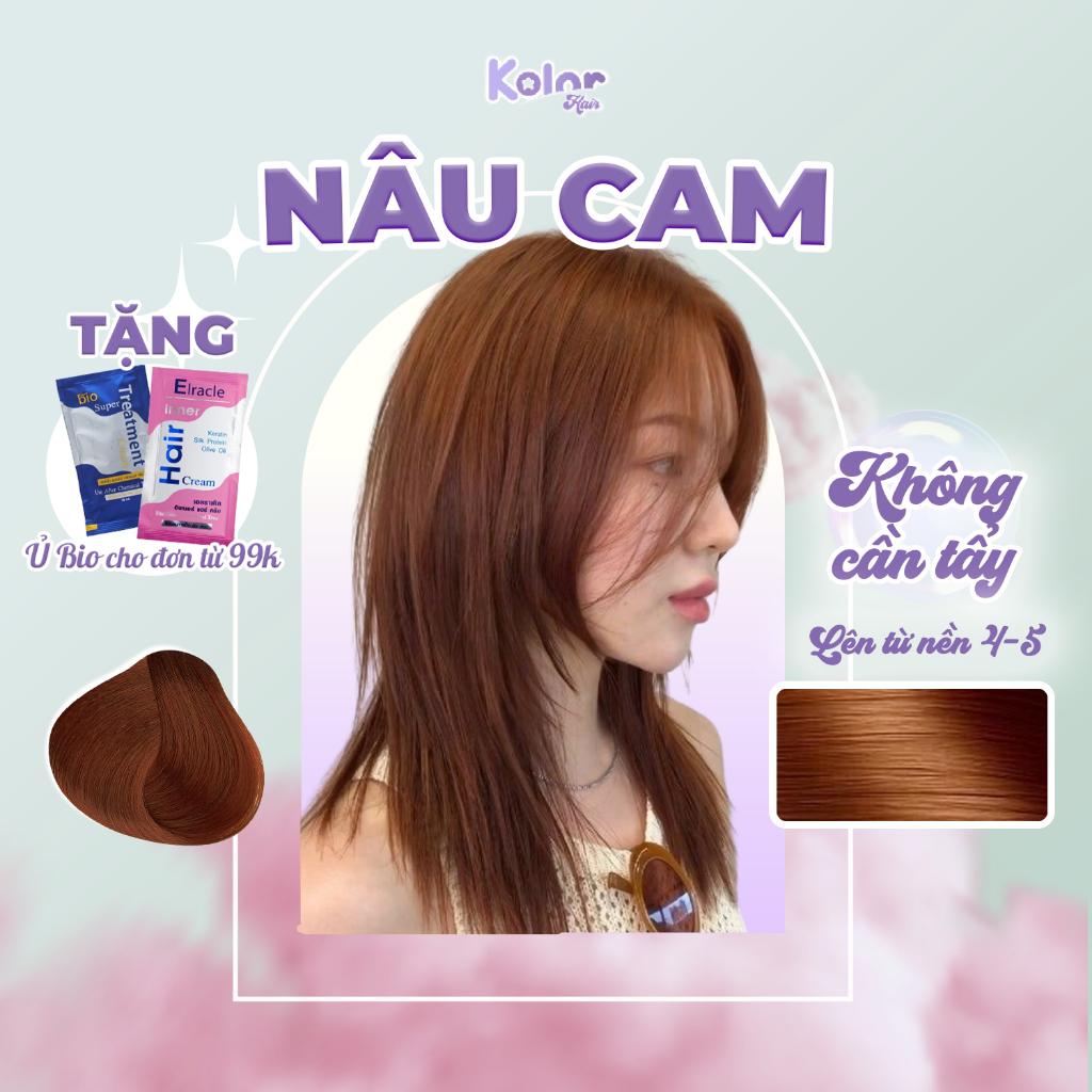 Thuốc nhuộm tóc màu NÂU CAM không cần tẩy, thuốc nhuộm tóc tại nhà | Kolorhair, Kolor Hair | Fabio, Delofil, Bingo