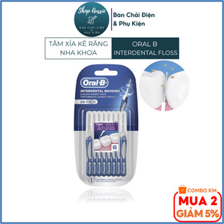 Lông chải xỉa kẽ răng oral-b interdental brush - dùng như tăm xỉa răng, làm sạch kẽ răng, loại bỏ mảng bám, vỉ 20 tăm